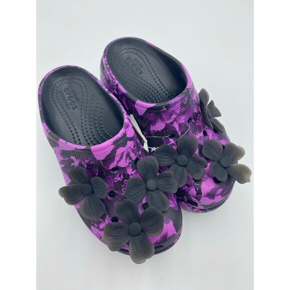 Crocs Siren Hyper Floral Woman Clog Purple/Black Platform Whimsigoth Fairygoth 6 - Picture 4 of 8